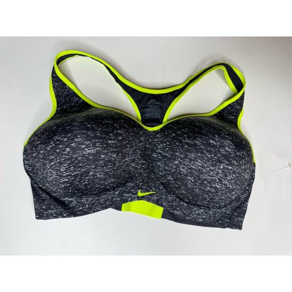 Nike Pro Dri-Fit Rival 38D High Support Sports Bra Black Volt Molded Cups New - Picture 1 of 4
